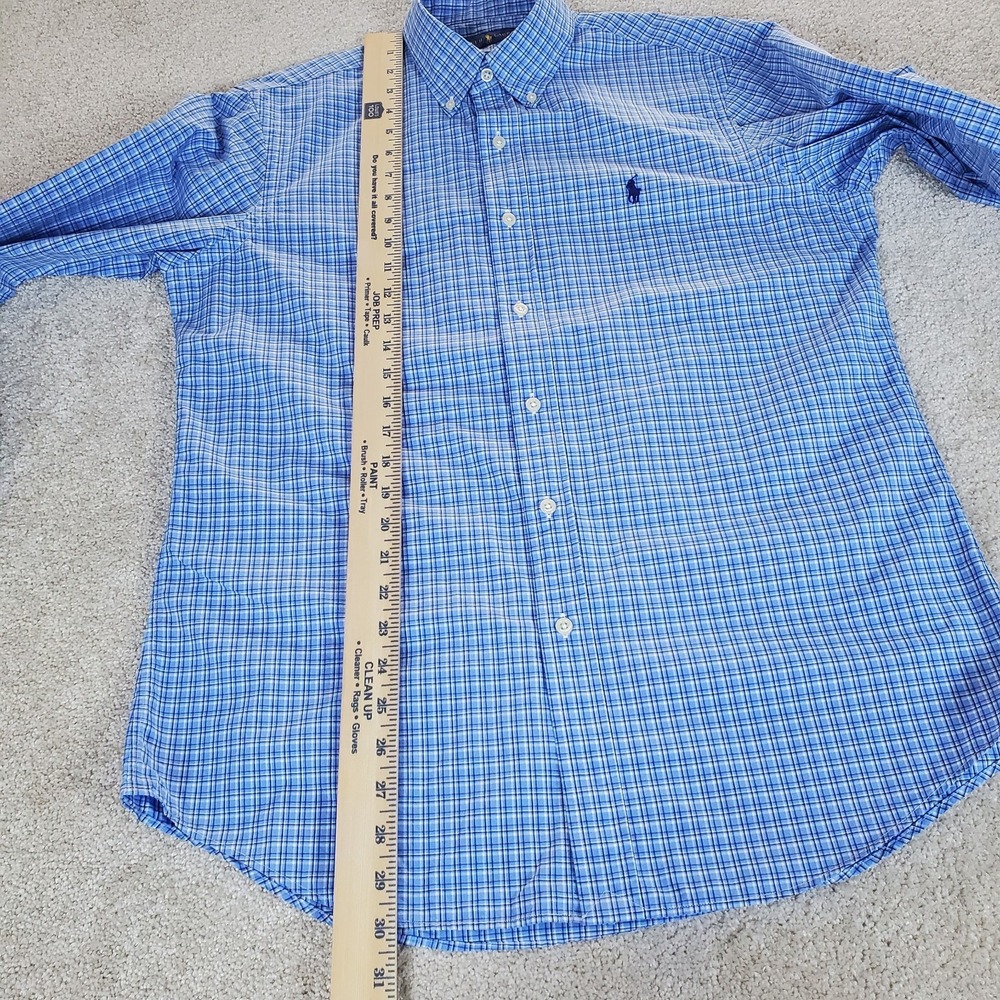 Ralph Lauren Men's Button Down Shirt Size M Blue Check Long Sleeve - Picture 6 of 15